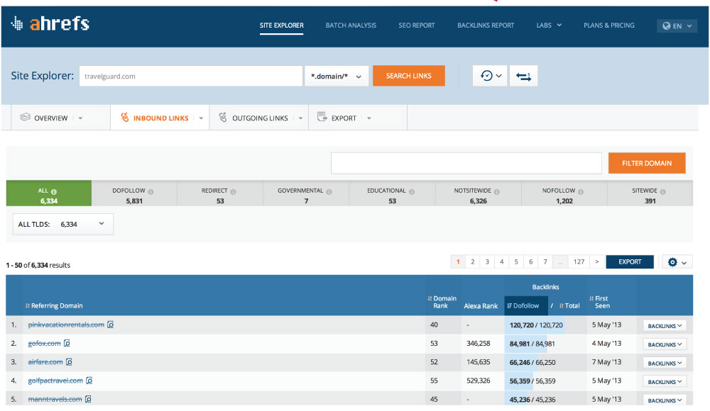 download the referring domains link reports 