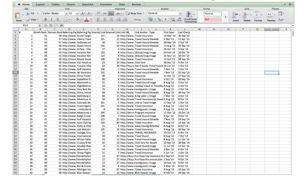 open competitors backlinks report 